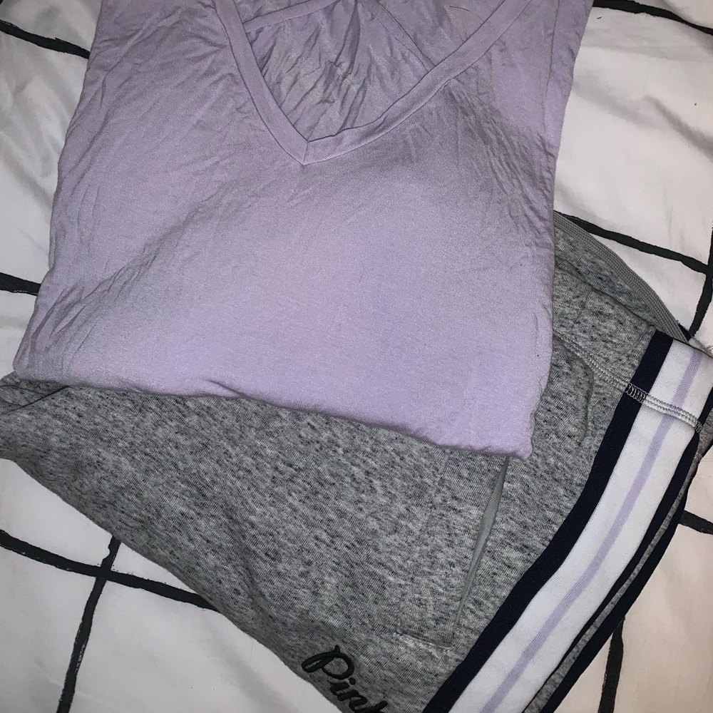 Victoria Secret Pink LS Shirt Boyfriend Pant Set